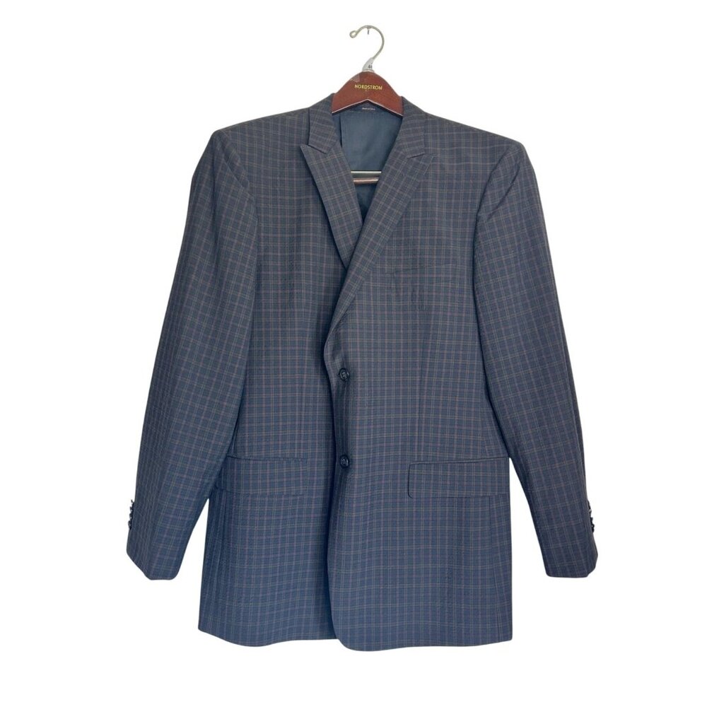 Broletto Men's Wool Blend Multicolor Plaid Sport Coat in Navy - Sz 44L